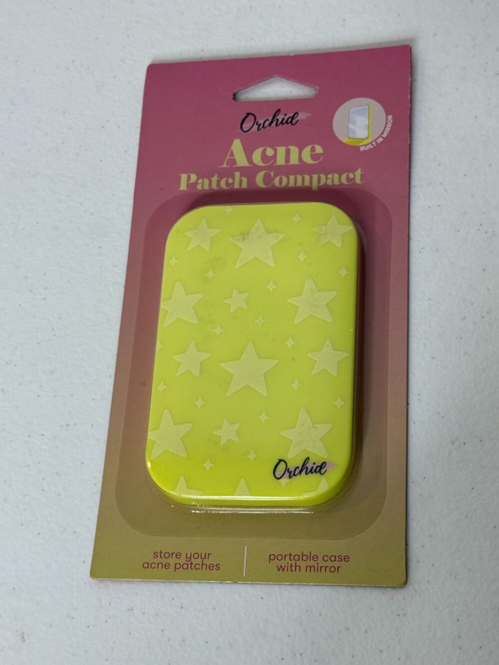 Orchid Yellow Star Acne Patch Compact Mirror Storage Case